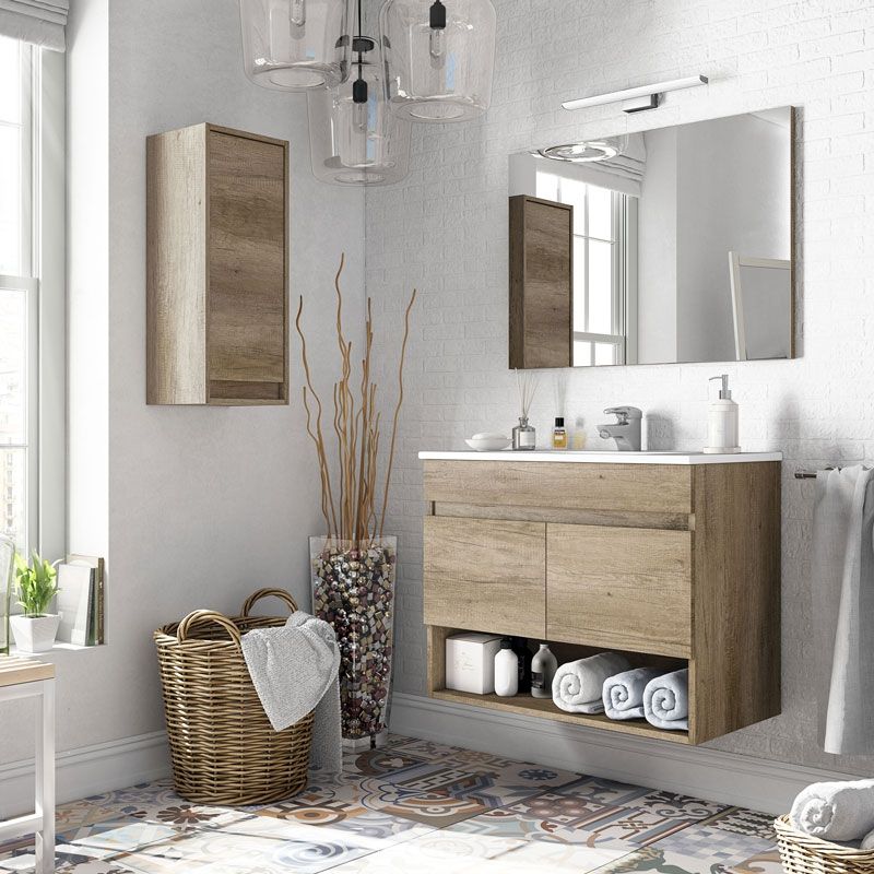 Mueble de baño con espejo Cotton 2 puertas