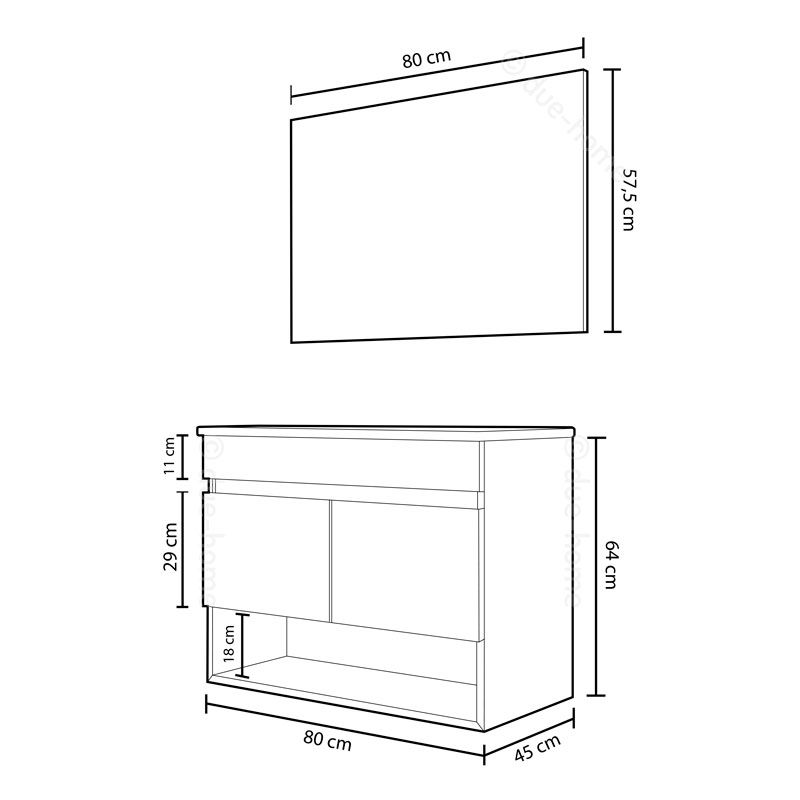 Mueble de baño con espejo Cotton 2 puertas