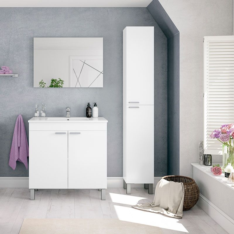 Mueble de baño con espejo LC1 80 2 puertas