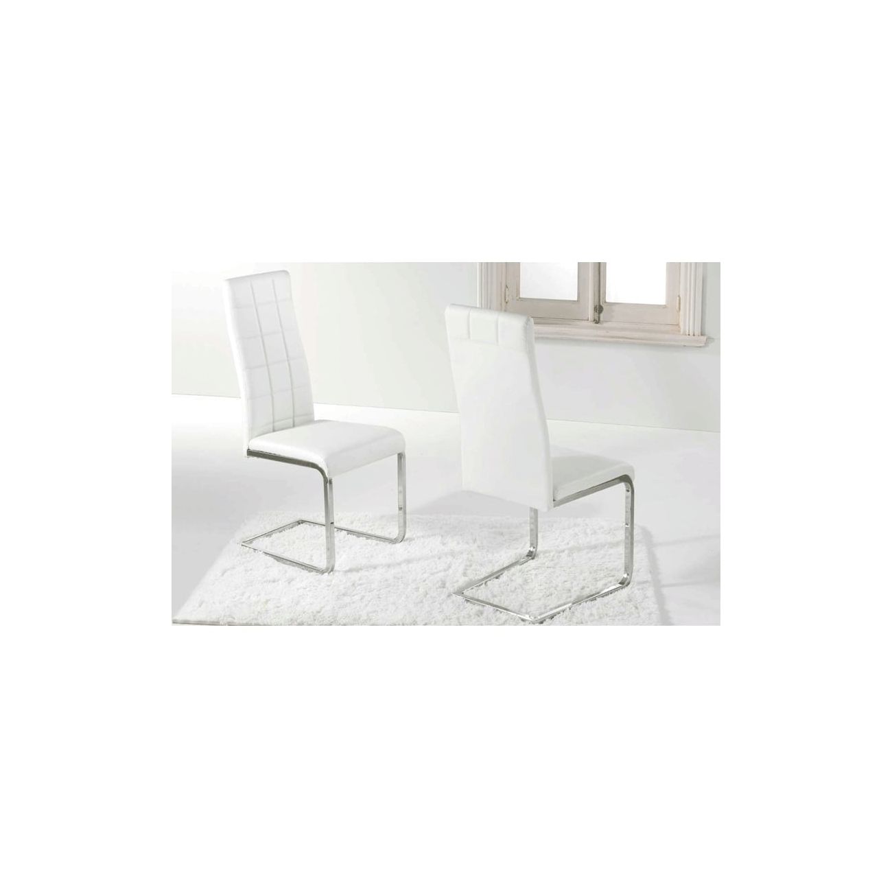 Pack de 2 sillas de comedor blancas. Modelo Brand