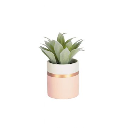 (prueba) Planta artificial Agave attenuata con maceta de cerámica rosa 14 cm