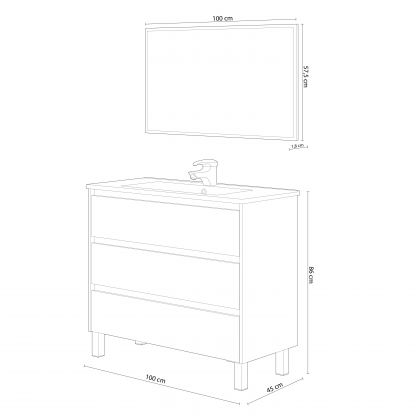 Mueble de baño Dakota 100 3C+Espejo