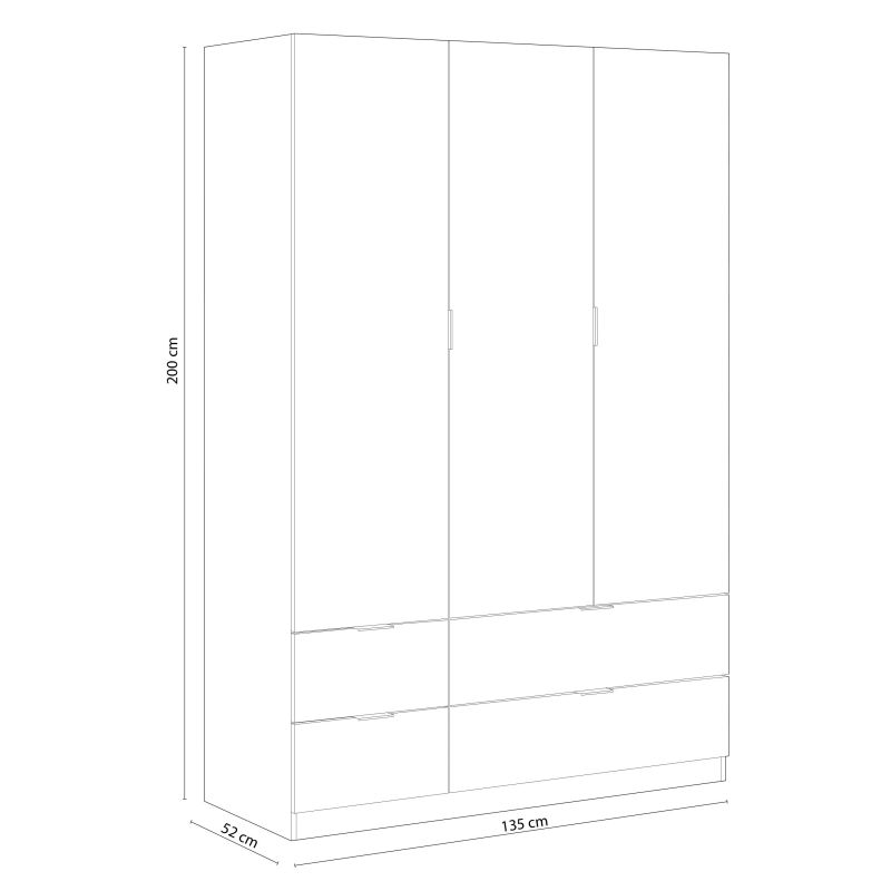 Armario LCX 135 3 puertas 4 cajones