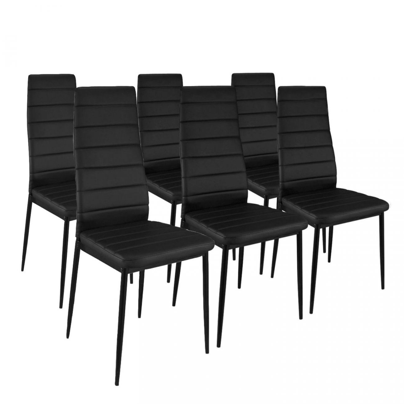 Conjunto de 6 sillas tapizadas en Polipiel de color Negro