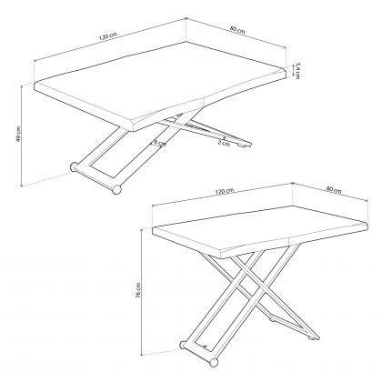 Table basse relevable Lada Fit