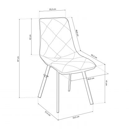 Lot de 2 chaises de salle à manger en diamant tissé