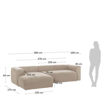 Canapé chaise longue 3 places Blok