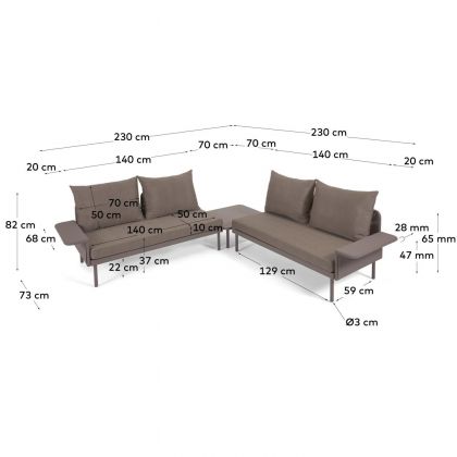 Conjunto exterior de 2 sofás e mesa de centro Zaltana