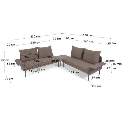 Set de exterior 2 sofás y mesa de centro Zaltana