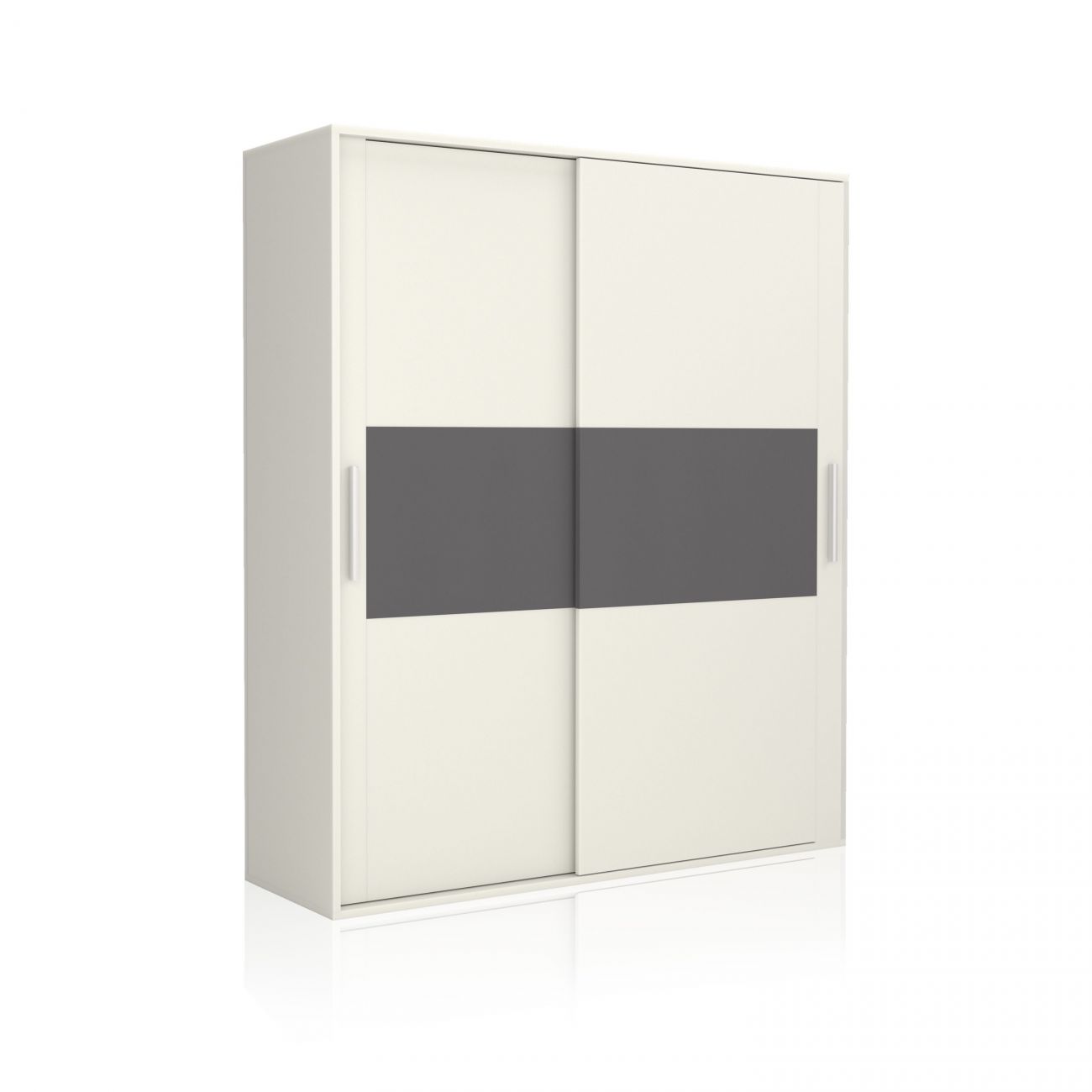 Armario de dos puertas correderas con perchero y balda interior, color  blanco, Medidas 100 x 200 x 51 cm