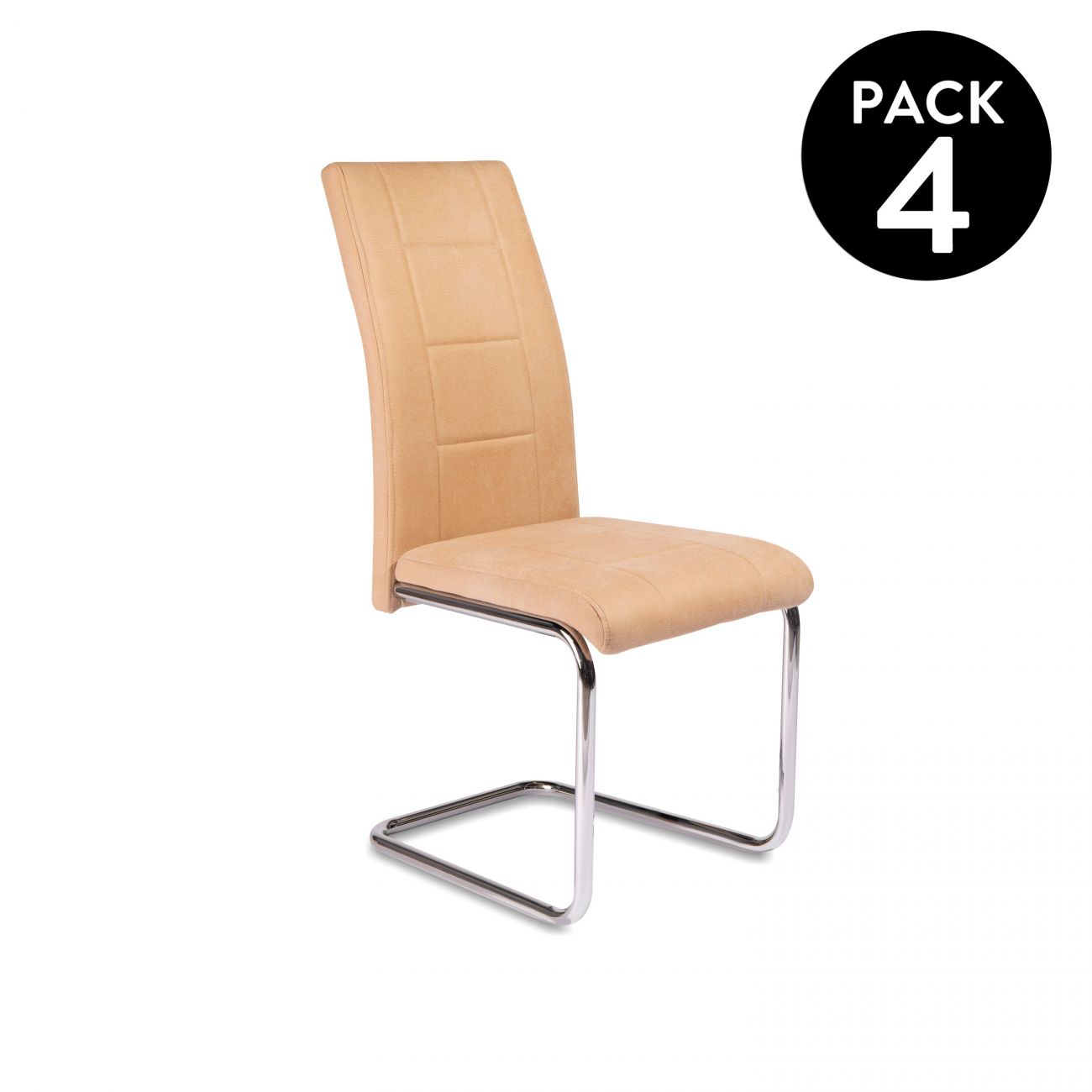 Pack 4 sillas, silla textil marron moderna comedor, habitacion, Cai