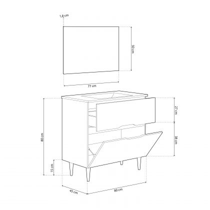 Opera 80 pack de bain avec lavabo