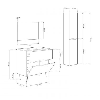 Pack salle de bains avec lavabo et colonne Opera 80