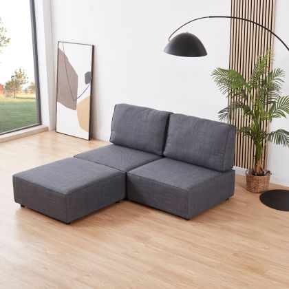 Canapé modulaire 2 places Cubiq avec chaise longue