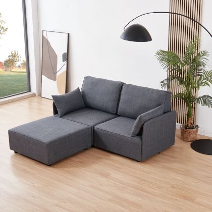 Canapé modulaire Cubiq avec chaise longue 2 places et accoudoirs