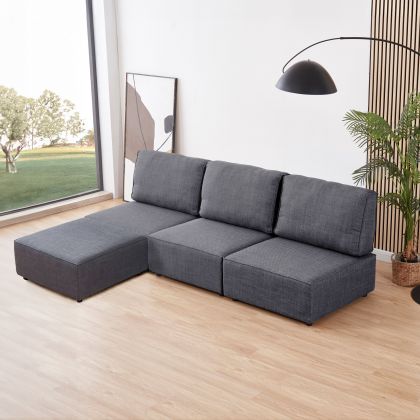 Canapé modulaire 3 places Cubiq avec chaise longue