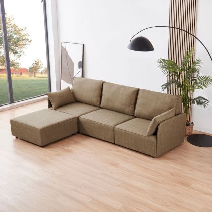 Sofá modular con chaiselongue 3 plazas y brazos Cubiq