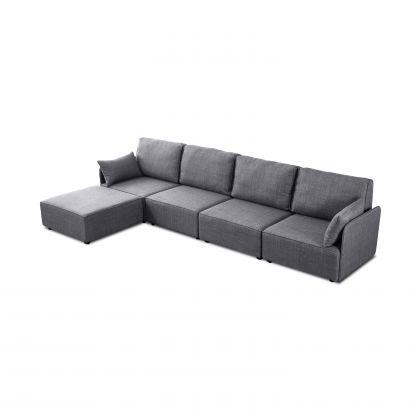 Canapé modulaire 4 places avec chaise longue et accoudoirs Cubiq