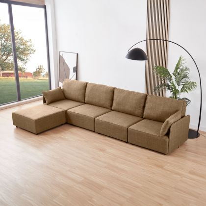 Sofá modular de 4 lugares com chaise longue e apoios de braços Cubiq