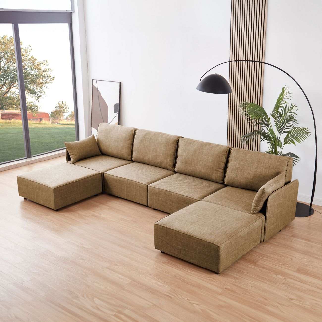▷ Sofá modular con chaiselongue 4 plazas y brazos Cubiq | Envío a domicilio  | Due-Home