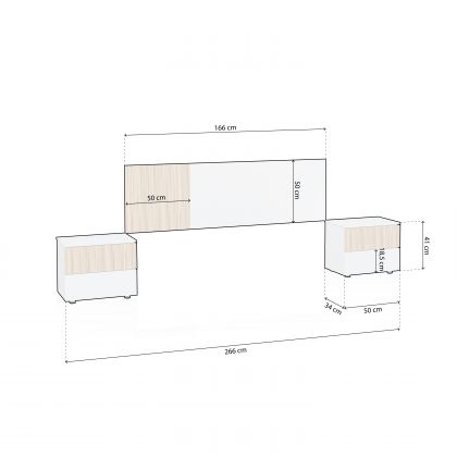 Tête de lit avec tables de chevet Nitza