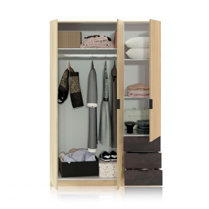 Armoire Hexa 3 portes 3 tiroirs