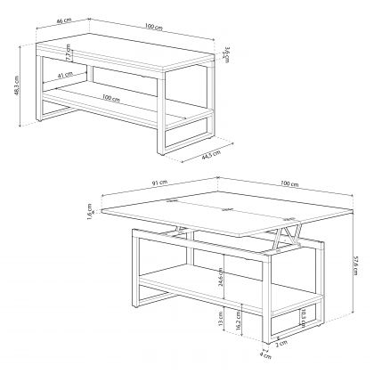 Mesa de centro elevable extensible Rens