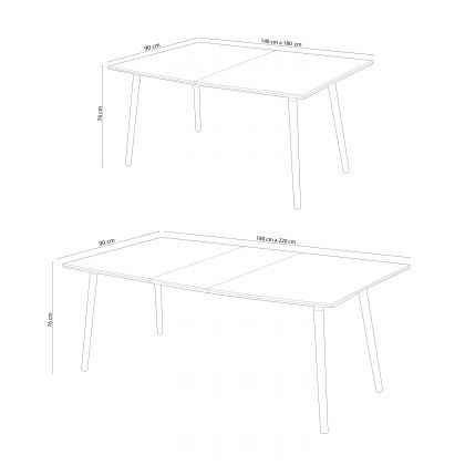 Table de salle à manger extensible Nordika