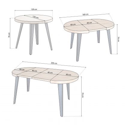 Mesa redonda Berg extensible 120-200