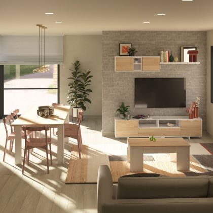 Pack salón con mesa de centro y mesa de comedor Kenzo Max V2B