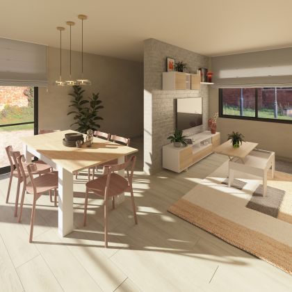 Pack salón con mesa de centro y mesa de comedor Kenzo Max V2B