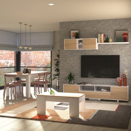 Pack salón con mesa de centro y mesa de comedor Kenzo Max V2B