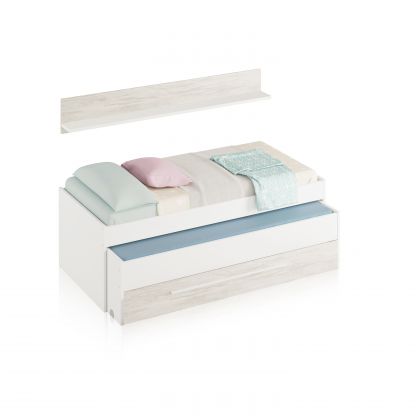 Cama doble juvenil con estante Nuit