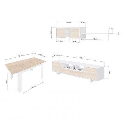Pack salón con mesa de comedor Kenzo Plus VB