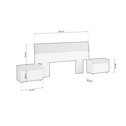 Tête de lit Axel avec tables de chevet