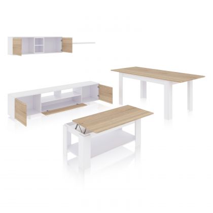 Pack salón con mesa de centro y mesa de comedor Kenzo Max V1A