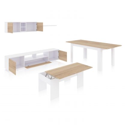 Pack salón con mesa de centro y mesa de comedor Kenzo Max
