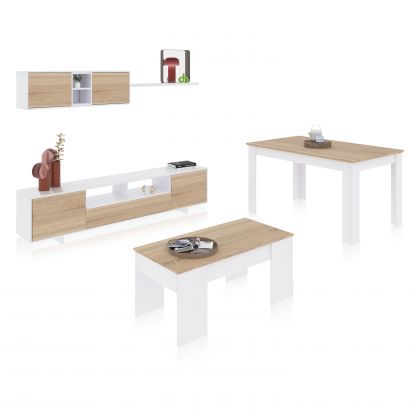 Pack salón con mesa de centro y mesa de comedor Kenzo Max