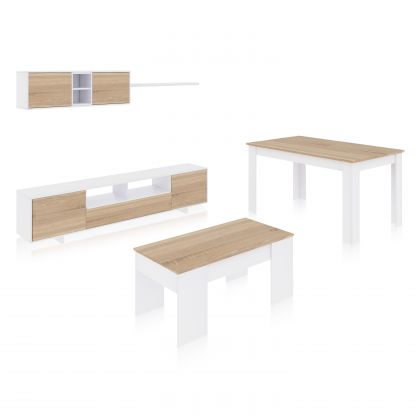 Pack salón con mesa de centro y mesa de comedor Kenzo Max