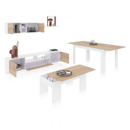 Pack salón con mesa de centro y mesa de comedor Kenzo Max