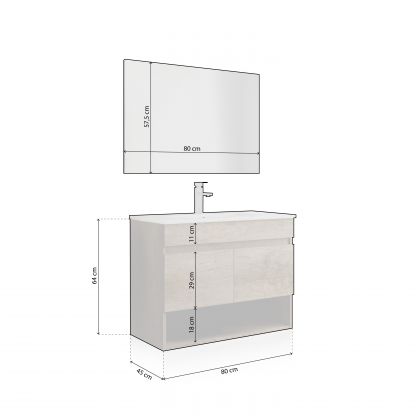 Armoire de toilette avec miroir Thai 2 portes