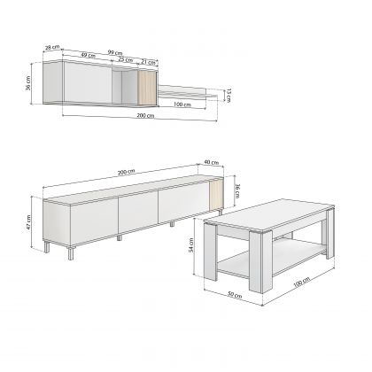 Pack salón con mesa de centro Nitza Plus V1