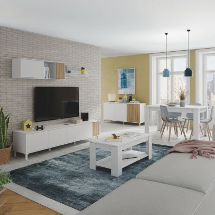 Pack salón con mesa de centro y mesa de comedor Nitza Max V1A