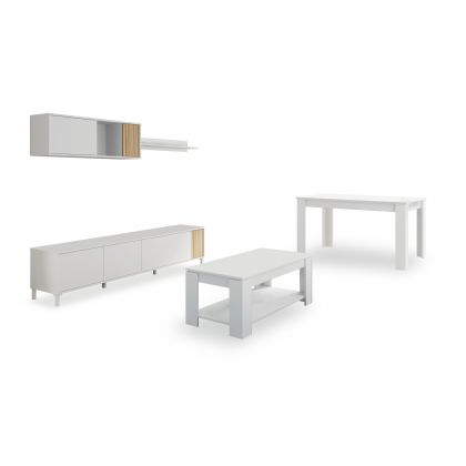 Pack salón con mesa de centro y mesa de comedor Nitza Max V1A
