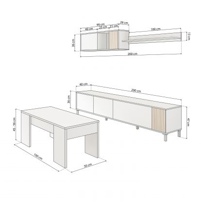 Pack salón con mesa de centro Nitza Plus V2