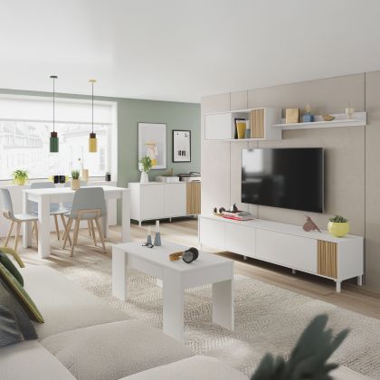 Pack salón con mesa de centro y mesa de comedor Nitza Max V2B