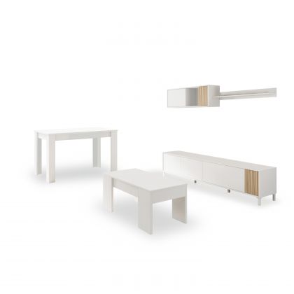Pack salon avec table basse et table à manger Nitza Max V2B