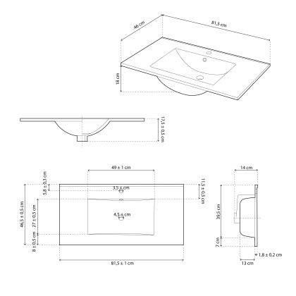 Conjunto de casa de banho com lavatório em cerâmica e coluna Thai Plus