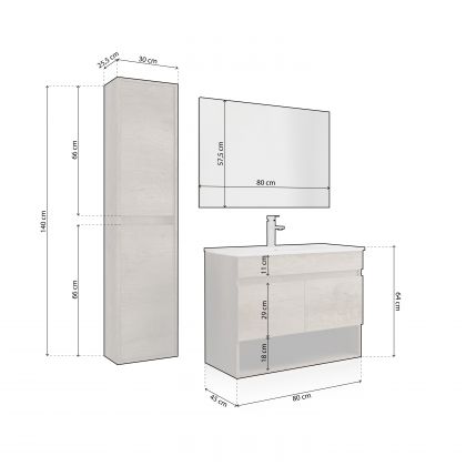Pack salle de bains avec lavabo en en résine et colonne Thai Plus