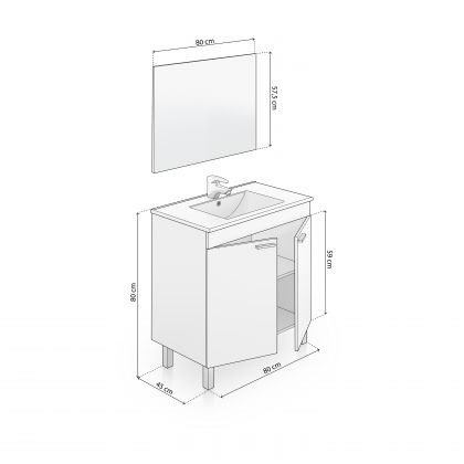 Armoire de toilette avec miroir Liz 80